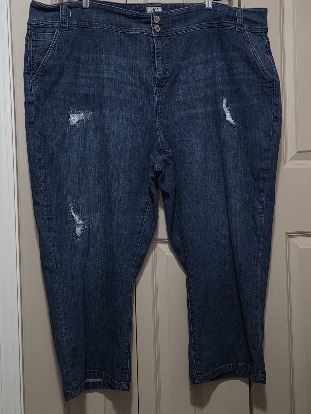 Penningtons Dark Blue Distressed Curvy Jeans